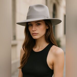 Lack of Color STONERANCH Wide-Brim Fedora Hat in stone gray